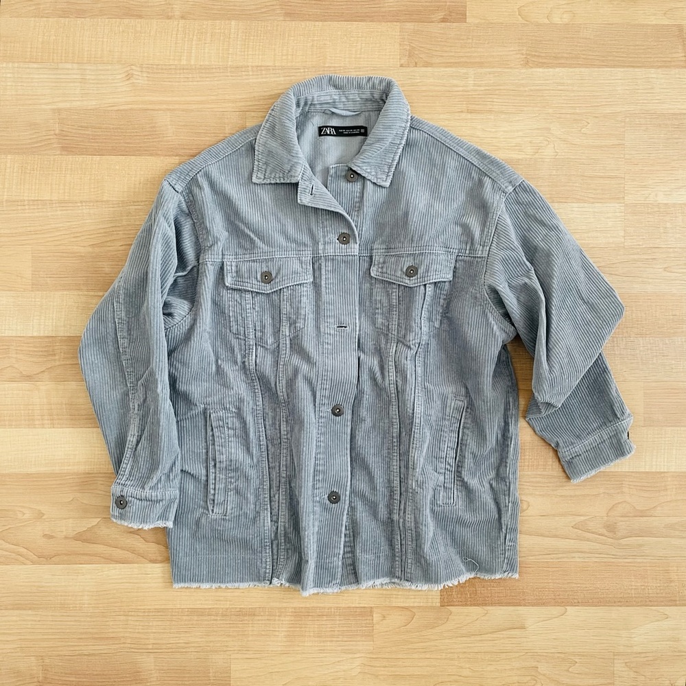 Zara Baby Blue Corduroy Shacket XS